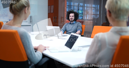 Image of Startup Business Team At A Meeting at modern office building