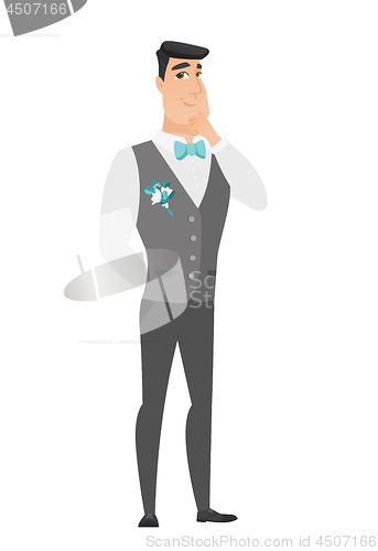 Image of Caucasian groom thinking vector illustration