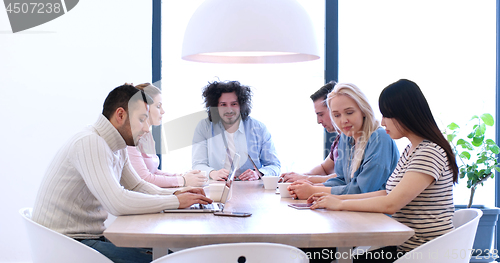 Image of Startup Business Team At A Meeting at modern office building