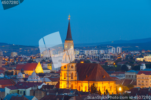 Image of Saint Michael at twilight. Cluj-Napoca