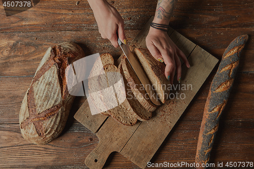 Image of Sliced bread on a board