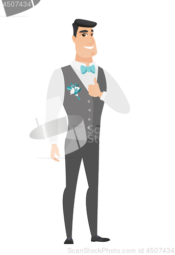 Image of Groom giving thumb up vector illustration.