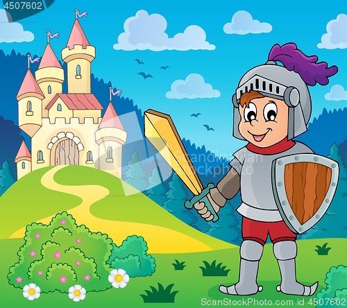 Image of Knight near stylized castle