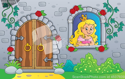 Image of Princess in window and old door