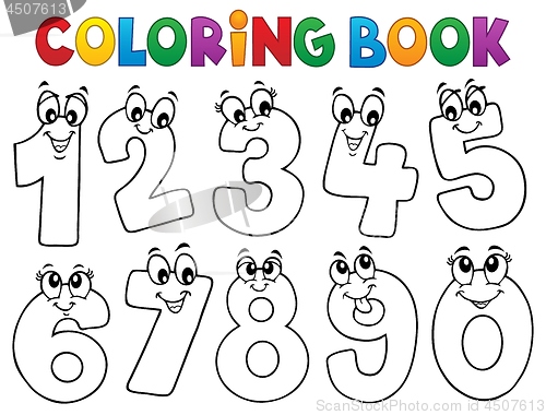 Image of Coloring book cartoon numbers set 1