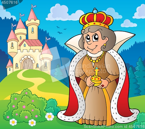 Image of Happy queen near castle theme 5