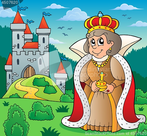 Image of Happy queen near castle theme 6