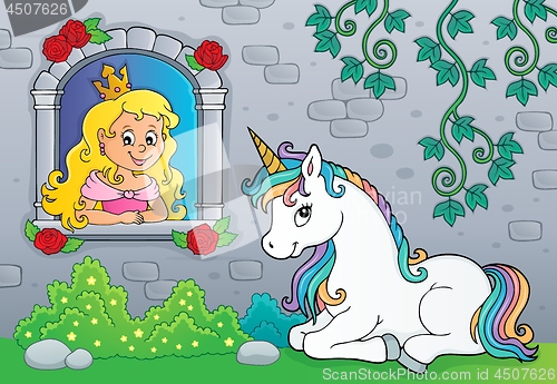 Image of Princess in window and unicorn theme 1