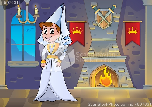 Image of Medieval lady in castle theme 1