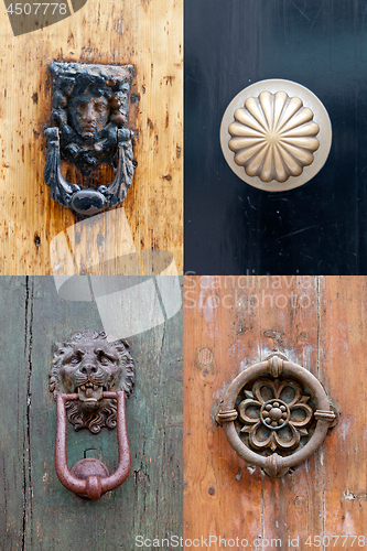 Image of Ancient italian door knockers and handles.