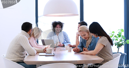 Image of Startup Business Team At A Meeting at modern office building