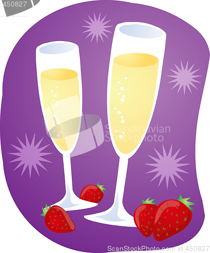 Image of Champagne and strawberries illustration
