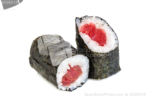 Image of Maki sushi, two rolls isolated on white