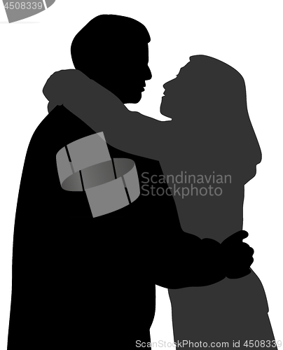 Image of Couple hugging and talking