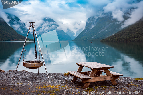 Image of lovatnet lake Beautiful Nature Norway.