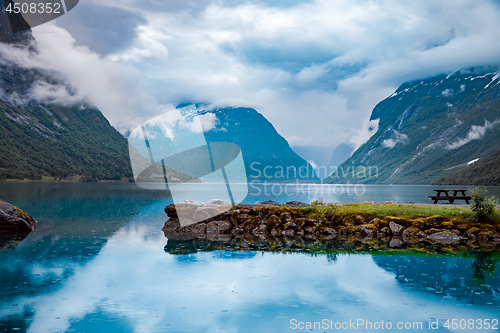 Image of lovatnet lake Beautiful Nature Norway.