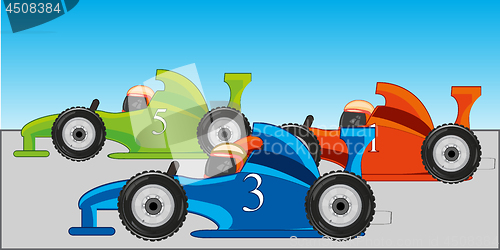 Image of Atheletic racing on fireball on route.Vector illustration