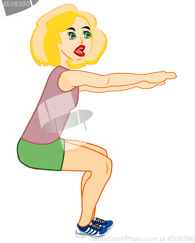 Image of Vector illustration of the young girl doing gymnastic exercise