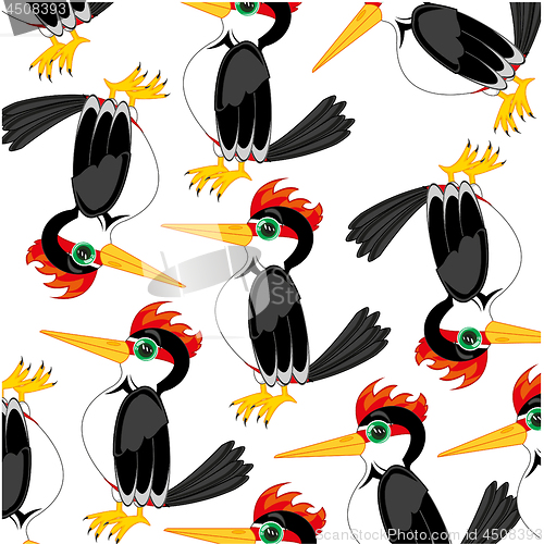 Image of Bird woodpecker decorative pattern on white background