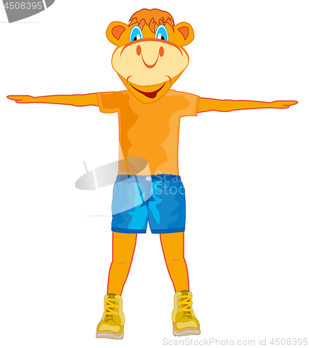 Image of Cartoon animal gymnast on white background is insulated