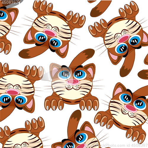 Image of Vector illustration of the cartoon of the cat decorative pattern