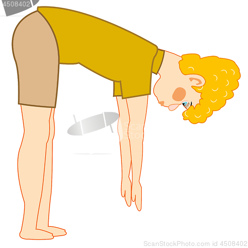 Image of Teenager does exercises on white background is insulated