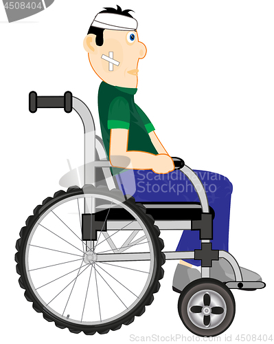 Image of Man in wheelchairs on white background is insulated