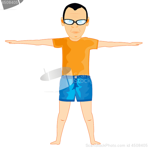 Image of Vector illustration young men doing matutinal limbering-up