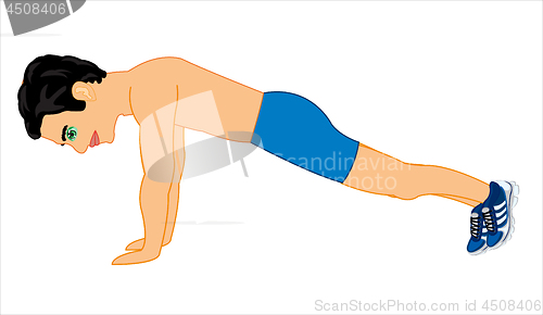 Image of Vector illustration of the young person push up