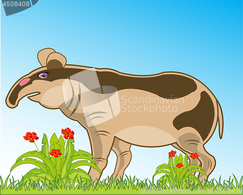 Image of Wildlife to asia tapir on nature.Vector illustration