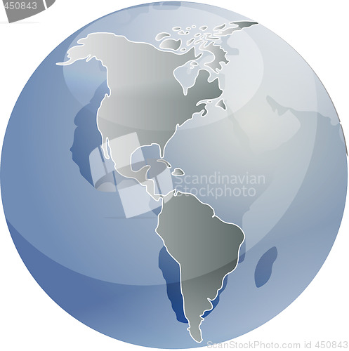 Image of Map of the Americas on globe  illustration