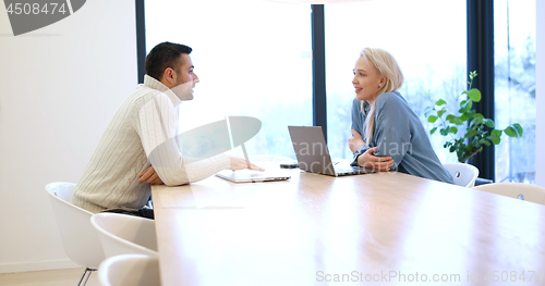 Image of Startup Business Team At A Meeting at modern office building