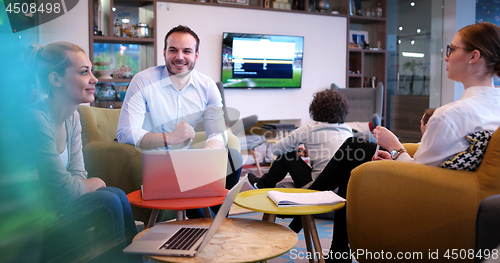 Image of Startup Business Team At A Meeting at modern office building