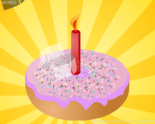 Image of Birthday donut with candle