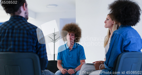 Image of Multiethnic startup Business Team At A Meeting at modern office 