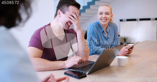 Image of Startup Business Team At A Meeting at modern office building