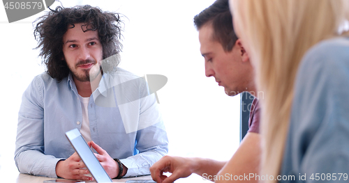 Image of Startup Business Team At A Meeting at modern office building