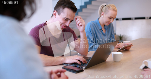 Image of Startup Business Team At A Meeting at modern office building
