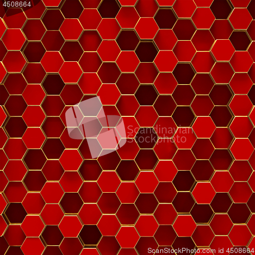 Image of Abstract minimalistic background with red hexagons