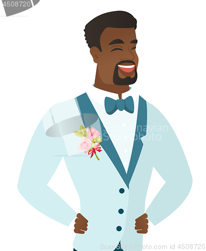 Image of Young african-american groom laughing.