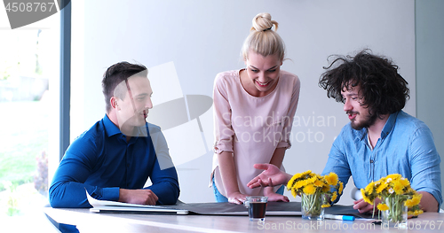 Image of Startup Business Team At A Meeting at modern office building