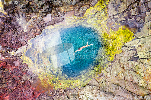 Image of Swimming in blue water ocean tidal swimming holes