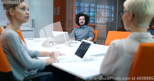 Image of Startup Business Team At A Meeting at modern office building