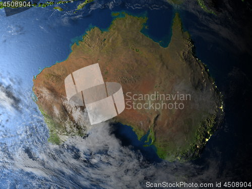Image of Australia at night on planet Earth