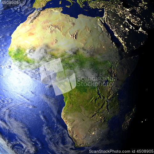 Image of Africa on realistic model of Earth