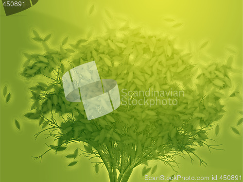Image of Tree with falling leaves, illustration