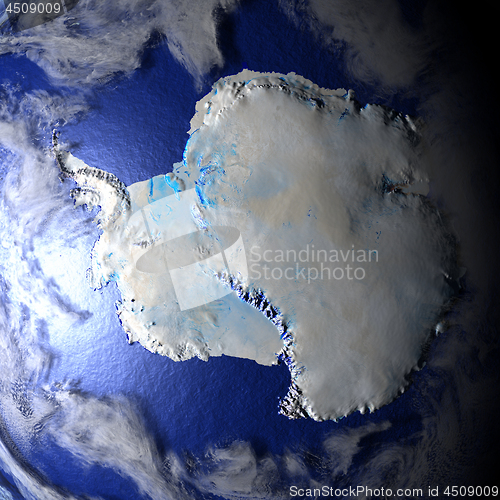 Image of Antractic on realistic model of Earth