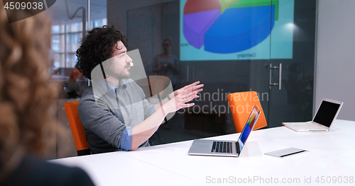 Image of Startup Business Team At A Meeting at modern office building