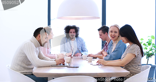Image of Startup Business Team At A Meeting at modern office building