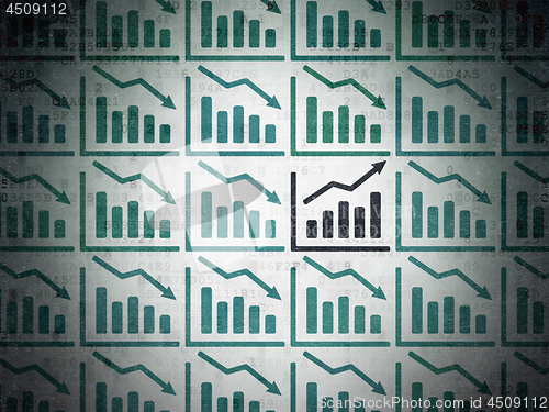 Image of Business concept: growth graph icon on Digital Data Paper background
